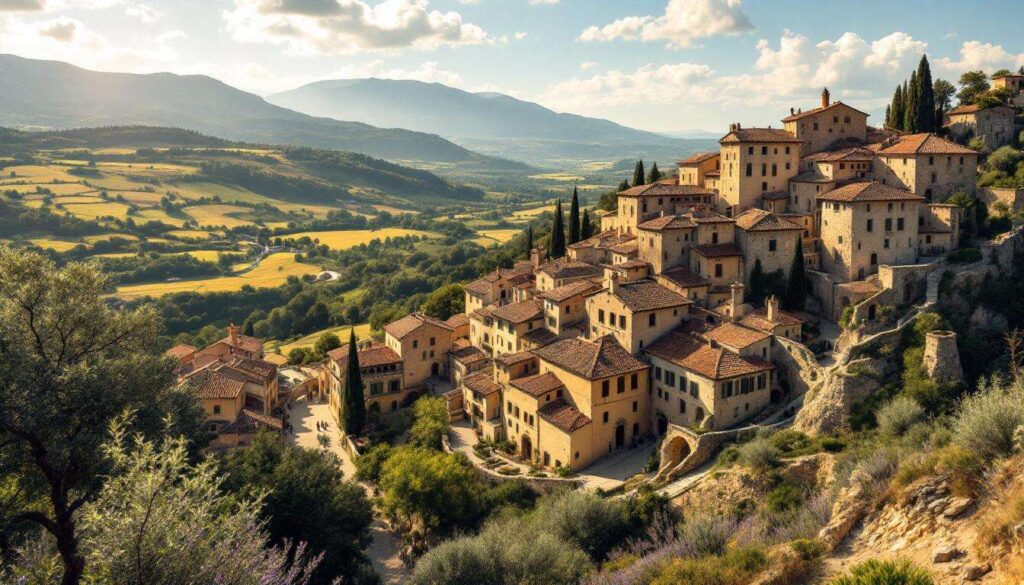 Suspendu au-dessus de la vallée, ce village provençal paraît figé dans le Moyen Âge -